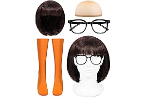 Adult Halloween Costume Kit with Brown Wig & Athletic Compression Socks