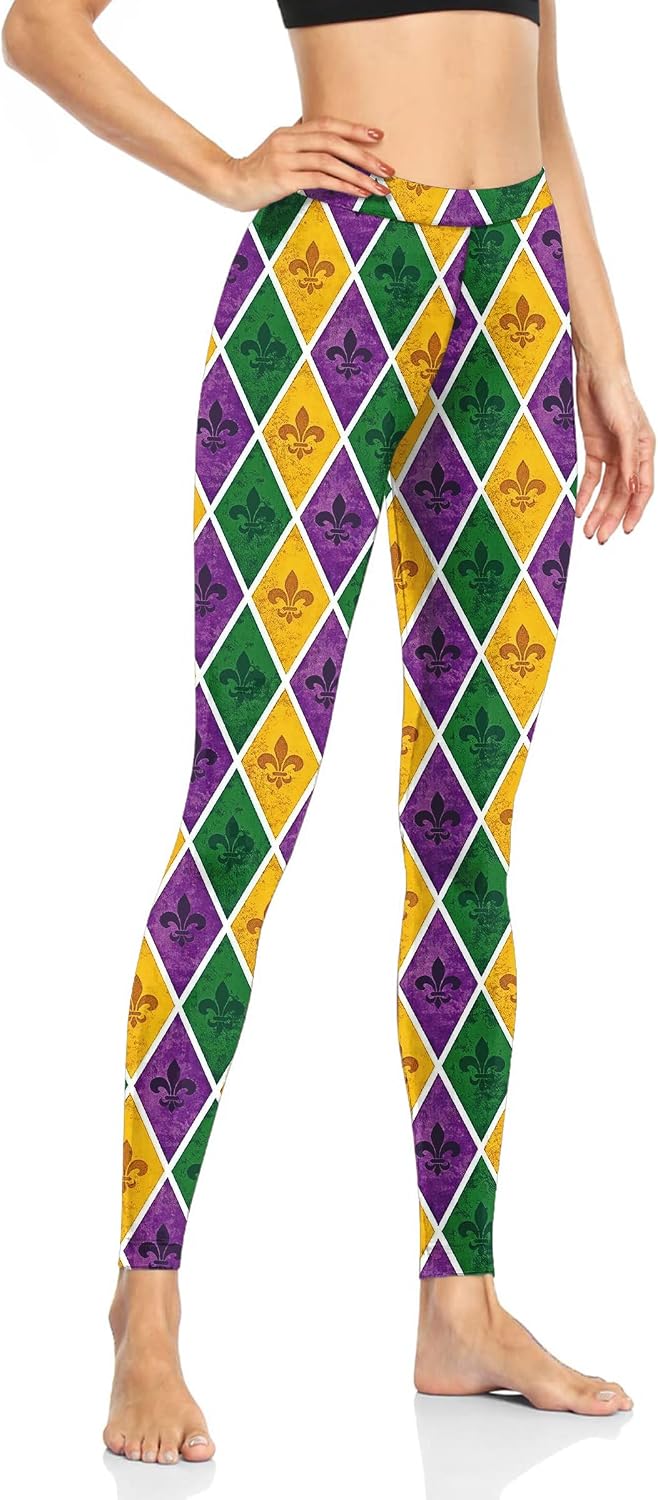 Mardi Leggings for Women Mardi High Waist Legging New Orleans Carnival Tights
