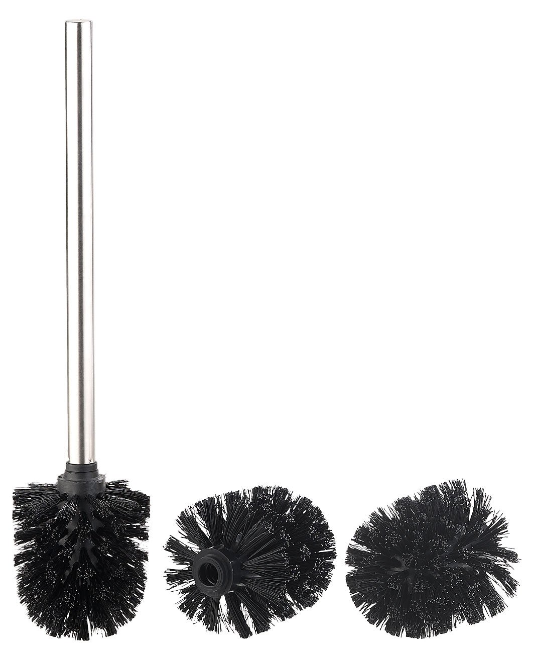 WC Bürste: Edelstahl-Stiel und 3 Wechsel-Aufsätze 8 cm Ø, Schwarz (Toilettenbürste, Garnitur, Bad)  
WC Bürste: Edelstah