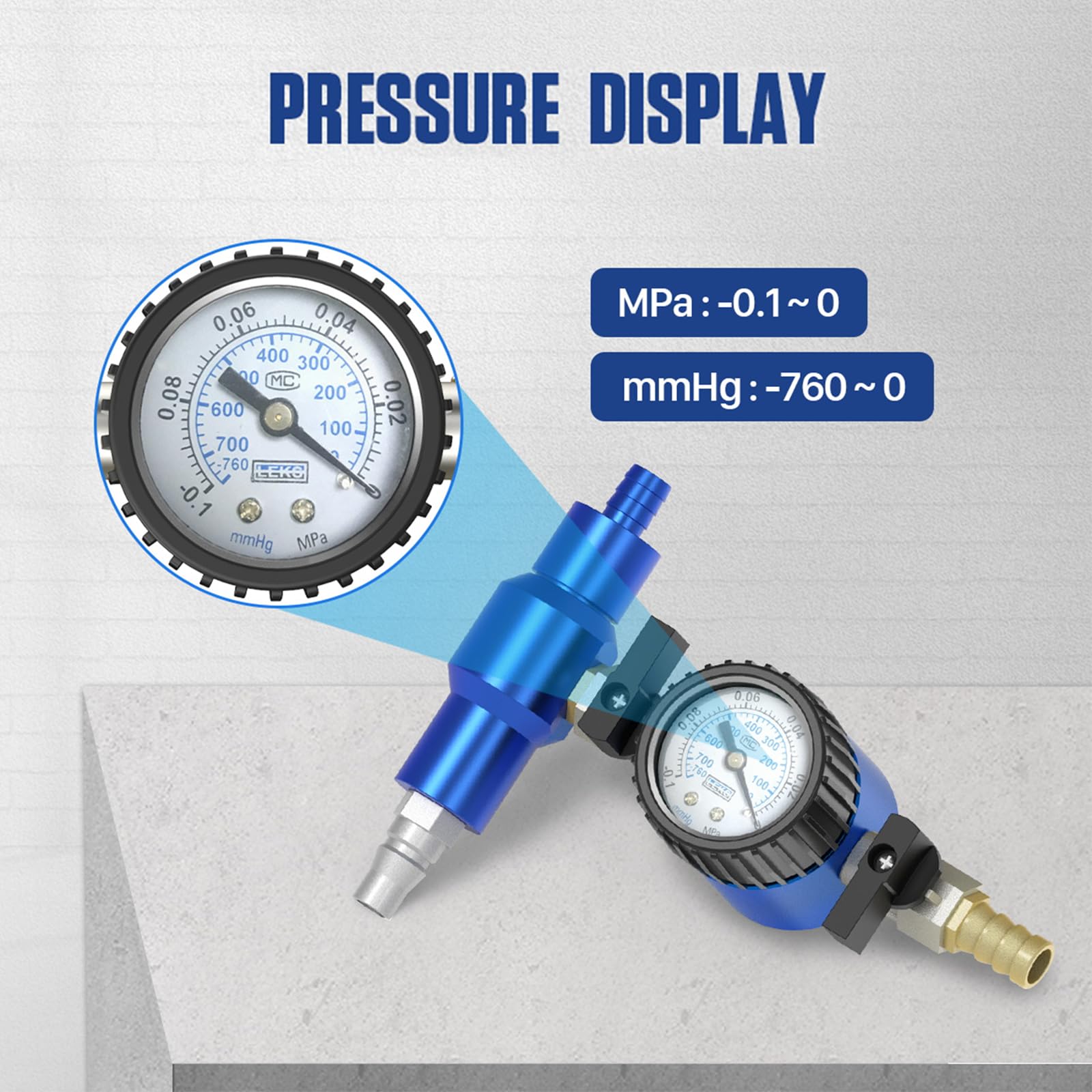 MRCARTool Kit Ricarica Vuoto Refrigerante Auto Sistema Raffreddamento Tester Spurgo Manometro 3 Adattatori