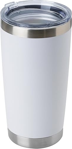 DOMICARE Vaso de acero inoxidable con tapa, doble pared aislada al vacío, taza de viaje, taza de café aislada con recubrimiento de polvo duradero