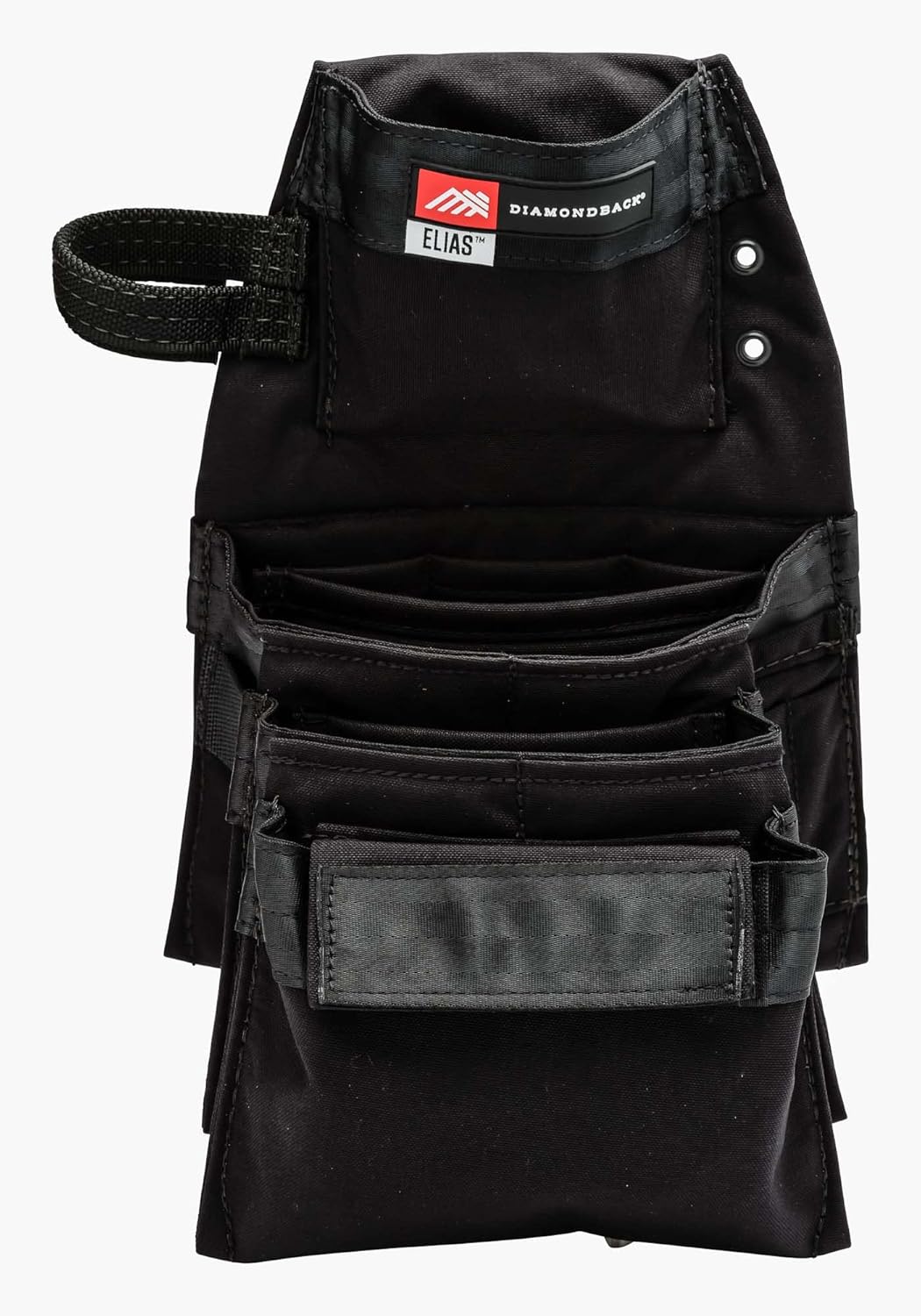 The Diamondback Elias 2.0 Tool Pouch, Black | for Carpenters, Remodelers, Framer | Holder for Drill, Driver, Hand Tools, Chalk Line, Punch, Chisel, Marker | 17.5x11.25