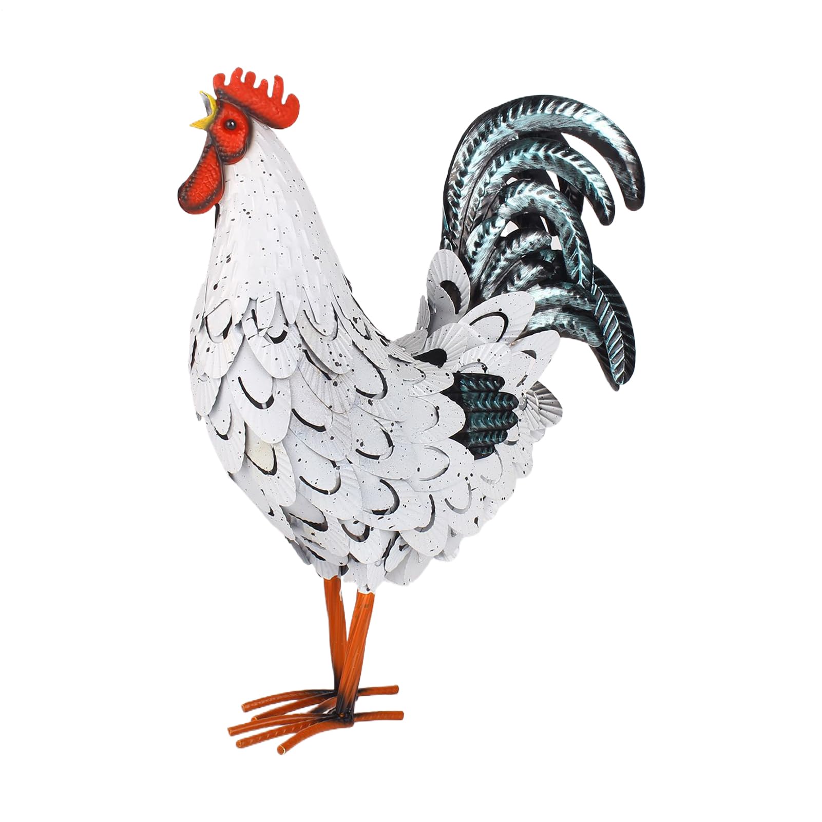 Metalowa rzeźba z kurczaka, metalowy wystrój kurczaka Garden Rooster | Dekoracje wiejskie ozdoby trawnika, rzeźba zwierząt stojąca, dekoracje domu na patio na podwórku
