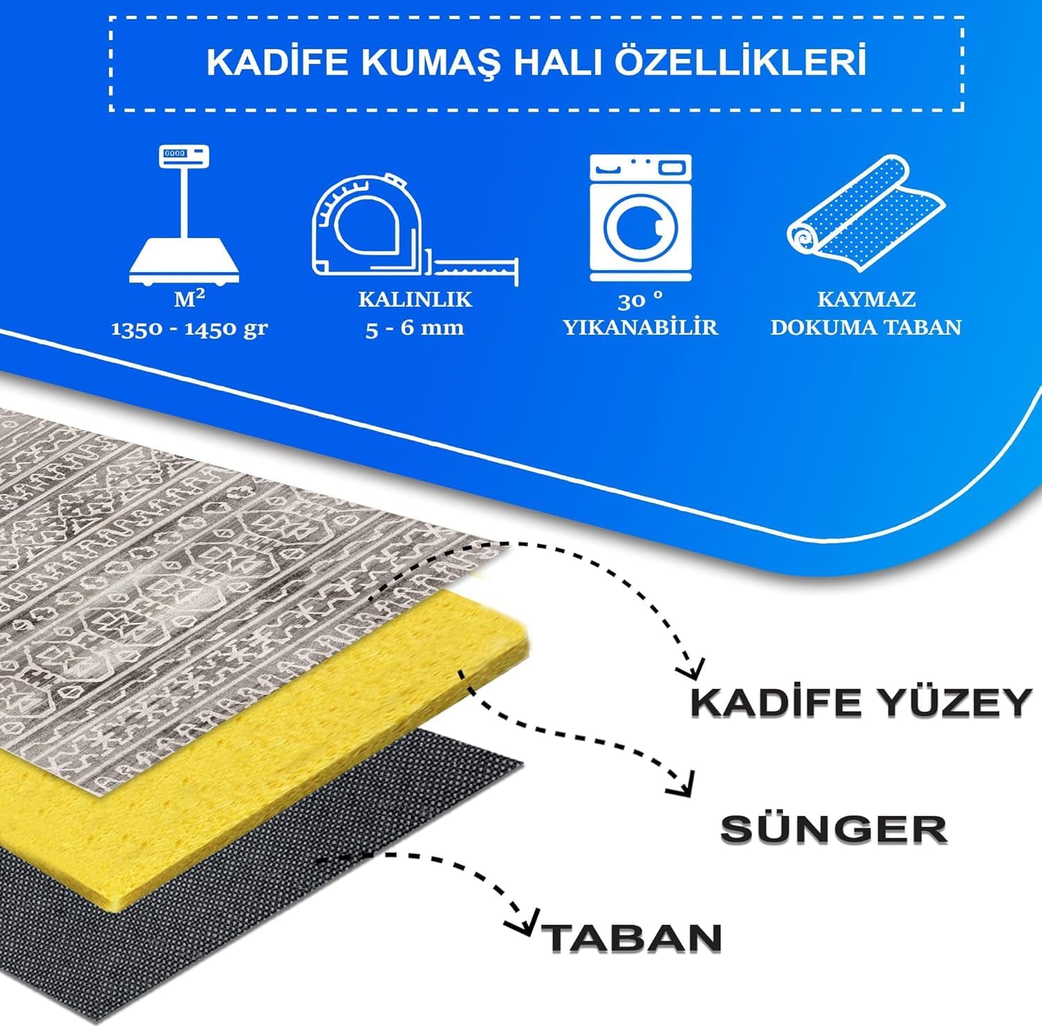 Latte Dizayn Adoni Desenli Kadife Pamuk Tabanlı Yıkanabilen Kaydırmaz Antibakteriyel Salon Halısı (80x150)