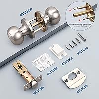 Vista 22 de KNOBWELL 8 Pack Black Door Knob for Hallway and Closet, Keyless Interior Passage Function, Round Non-Locking, Matte Black Handle