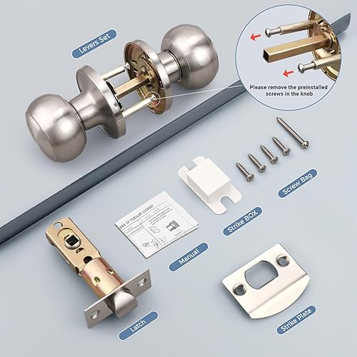 Miniatura 22 de KNOBWELL 8 Pack Black Door Knob for Hallway and Closet, Keyless Interior Passage Function, Round Non-Locking, Matte Black Handle