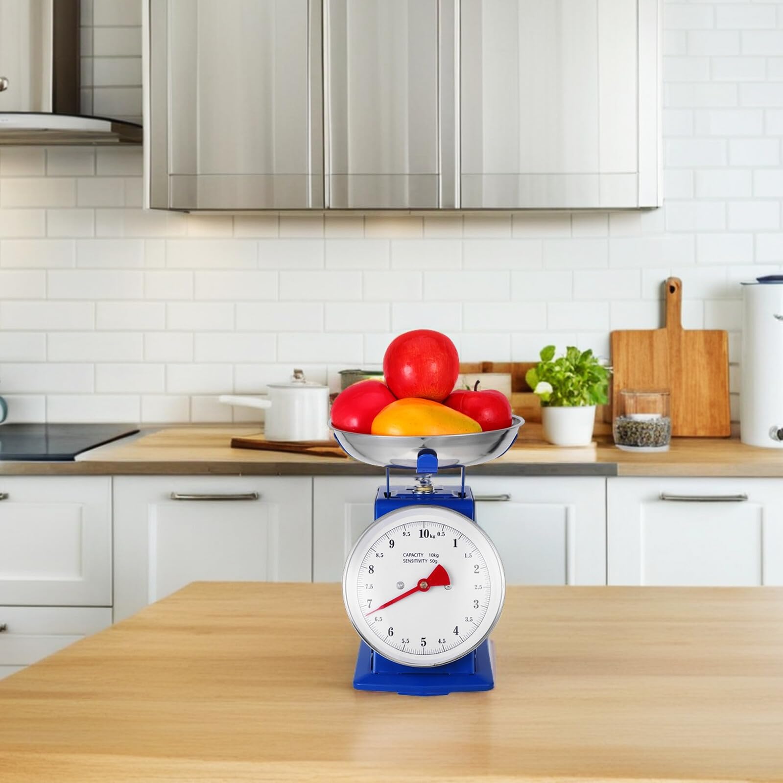 Báscula Mecánica Vintage para Cocina con Bandeja Desmontable Alta Precisión sin Pilas para Pesar Alimentos Frutas y Preparación de Comidas