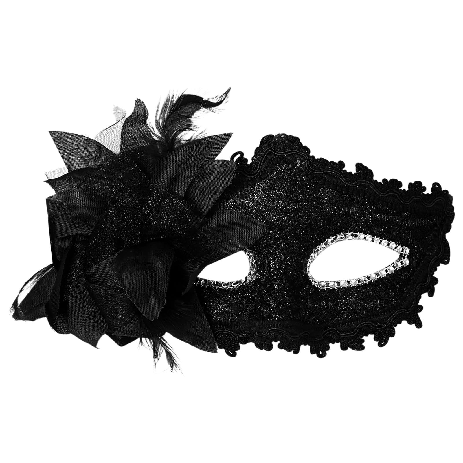 Oidea Masquerade Mask for Women: Flower Half Face Lace Venetian Dress Ball Masks Halloween Carnival Mardi Gras Costume Party Mask Black