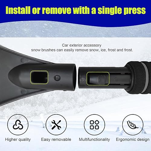 Vista 28 de Rascador de nieve y cepillo de 24 pulgadas, rascador de hielo desmontable sin arañazos con agarre ergonómico de espuma, herramienta universal