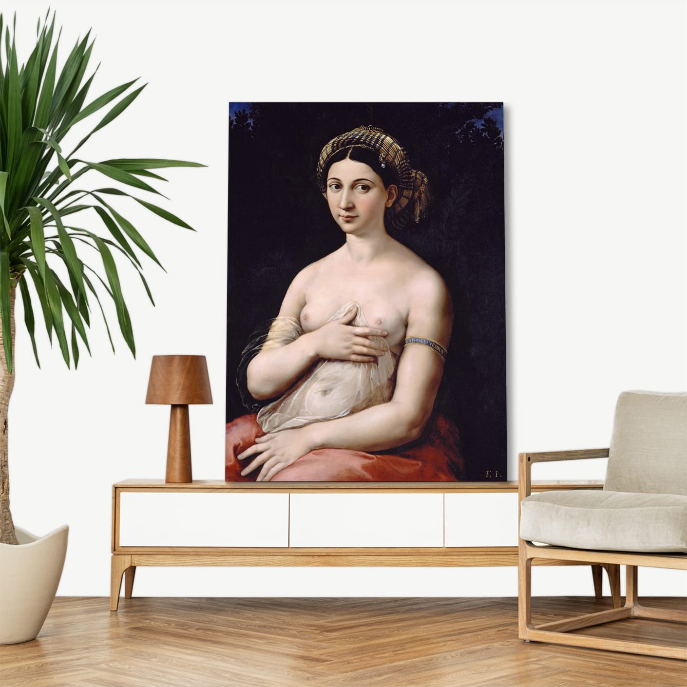 LuxHomeDecor Raffaello Sanzio - La Fornarina Quadro Stampa su Tela con Telaio in Legno misura 100x75 cm