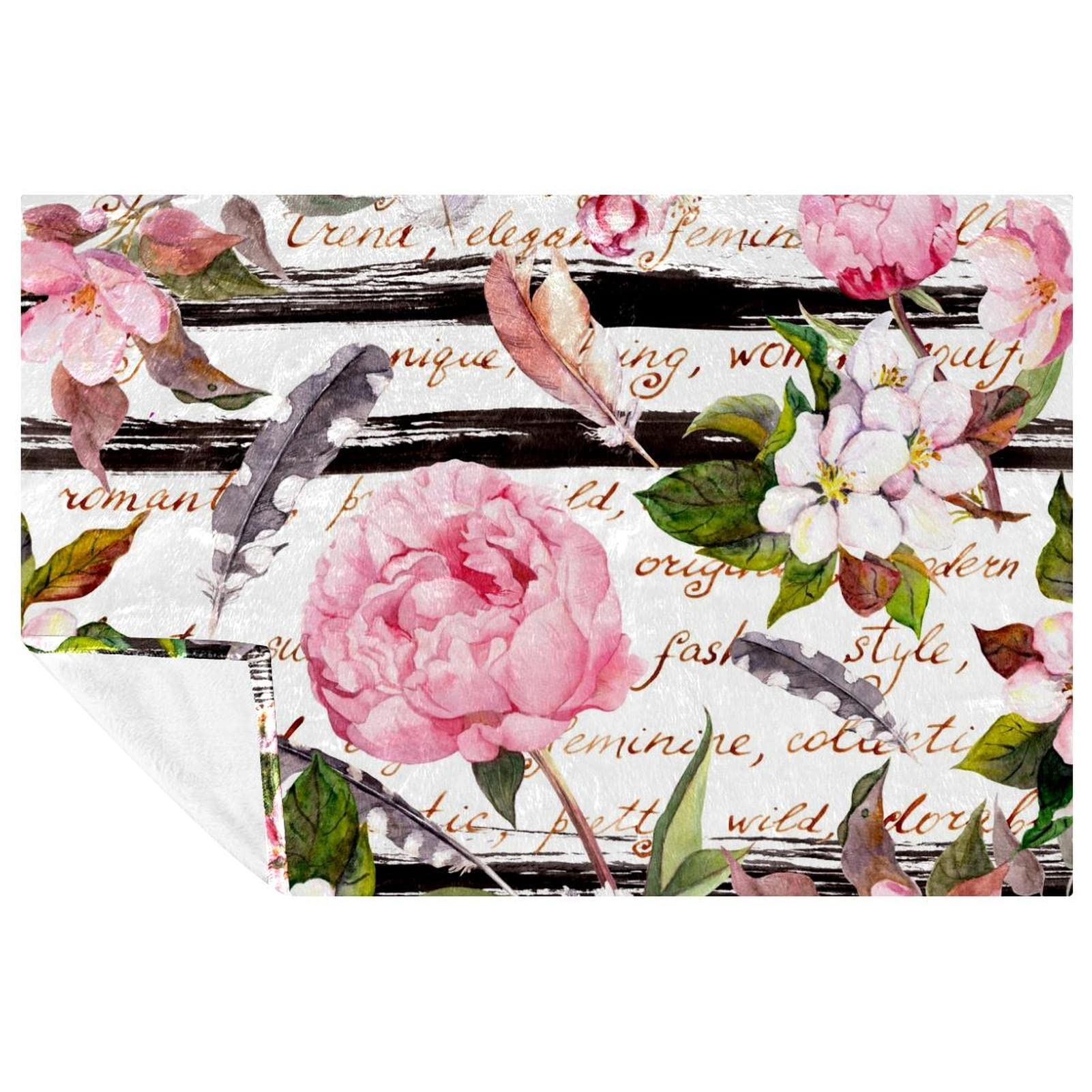 Couverture douce pivoine rose 150x100 cm pour lit et canapé