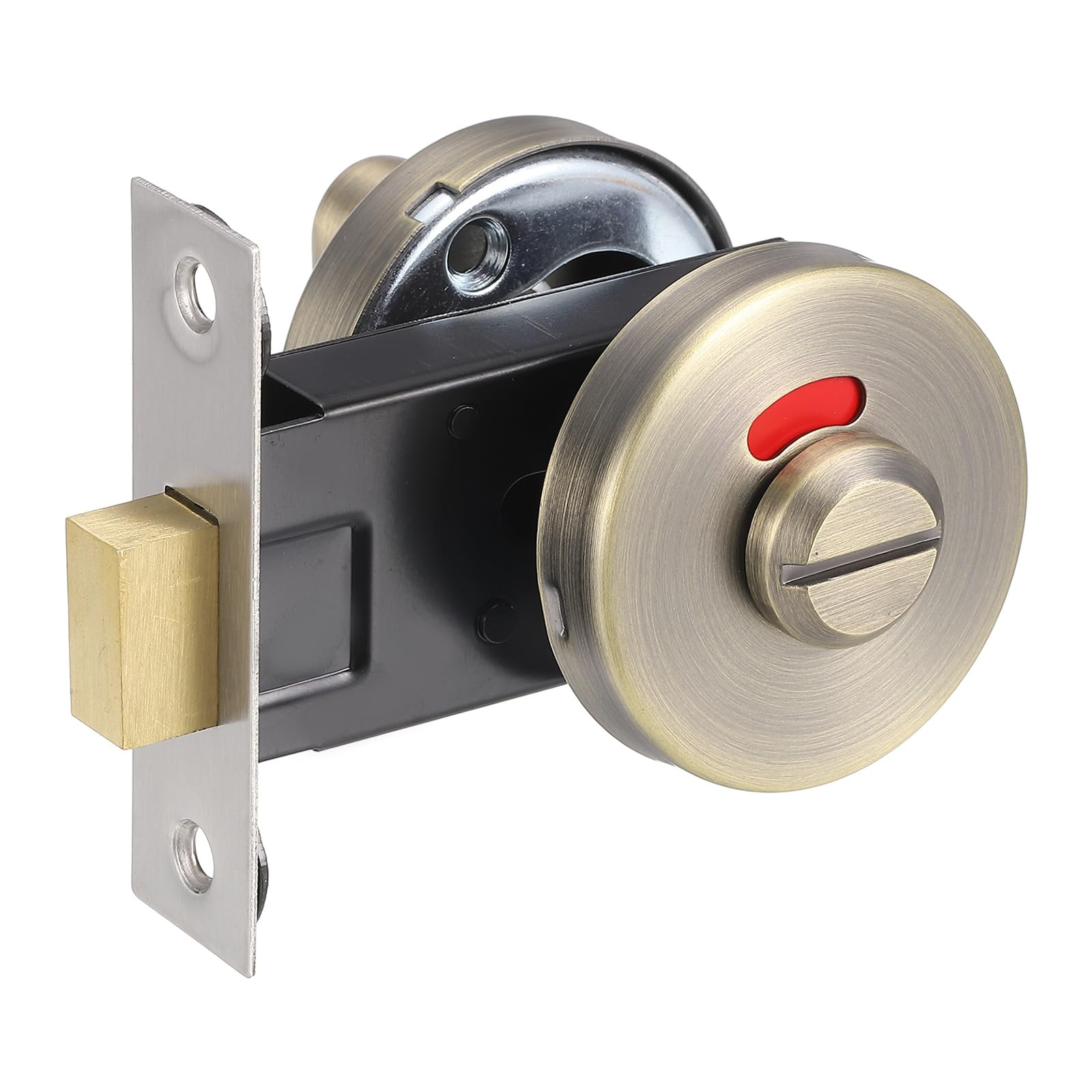 PATIKIL Vacant Occupied Bathroom Lock Deadbolt, (2 Inch, Bronze) (1 Set), Non-Key Deadbolt Lock Rotation Indicator Door Latch, Suit for - Showers/Public Restroom/Fitting Room