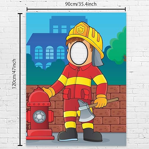 Miniatura 3 de Fondo para fotos de bomberos, fondo grande de bombero, fiesta de juego, rescate, decoración temática para primer cumpleaños, fiesta de baby shower,