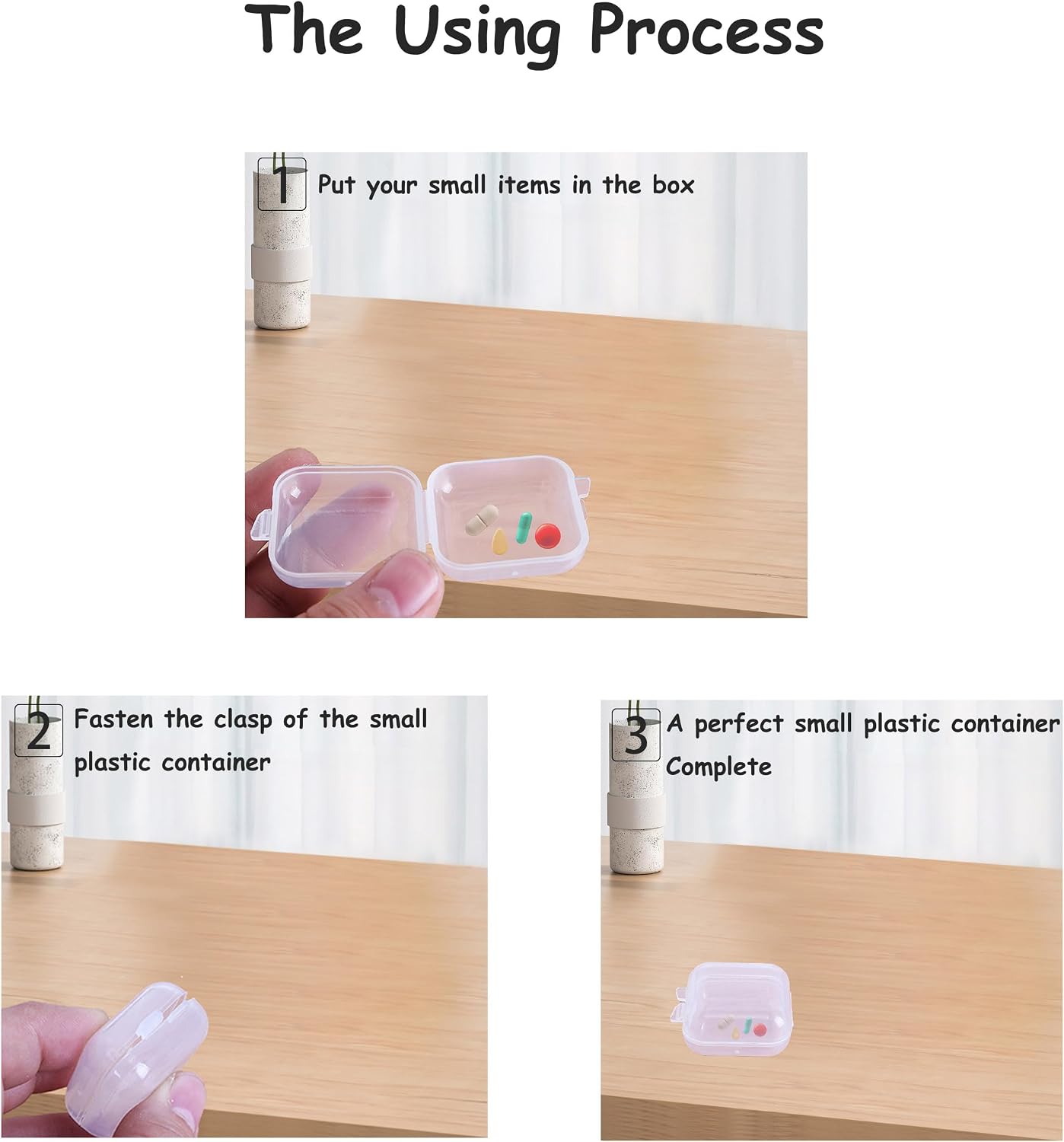 Mini Square Storage Containers and Organizer with Hinged Lid,Transparent Craft Supply Box for Earrings Chains Tiny Items Earplug (80)