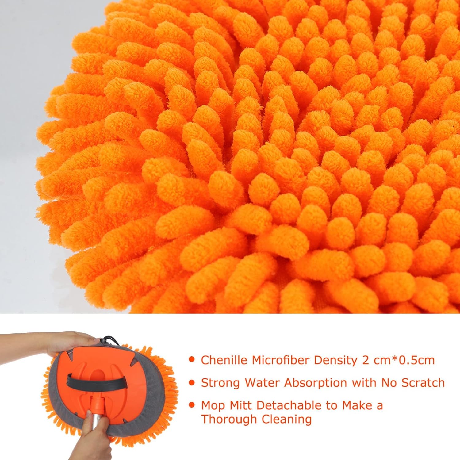 MATCEE Car Wash Brush with Long Handle 62" Car Wash Mop Mitt Chenille Microfiber Car Cleaning Supplies Brush Duster for Washing Car Detailing RV SUV Bus Trucks and Cleaning Household