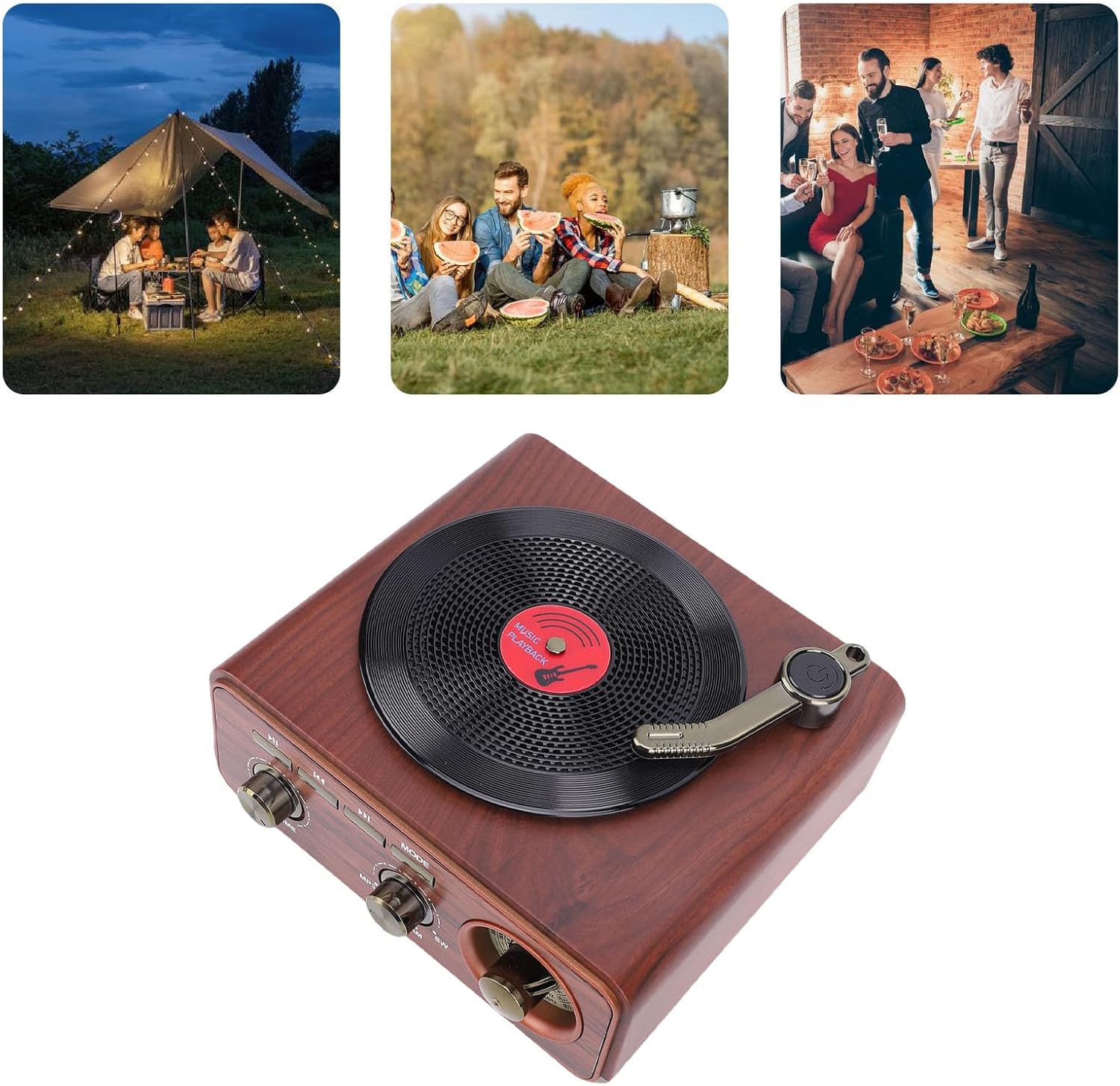 EBTOOLS Portable AM FM SW Retro Radio, Bluetooth Speaker with Telescopic Antenna and Rechargeable 1200mAh Battery, for Home Kitchen Outdoor Travel Camping (Wood Color)