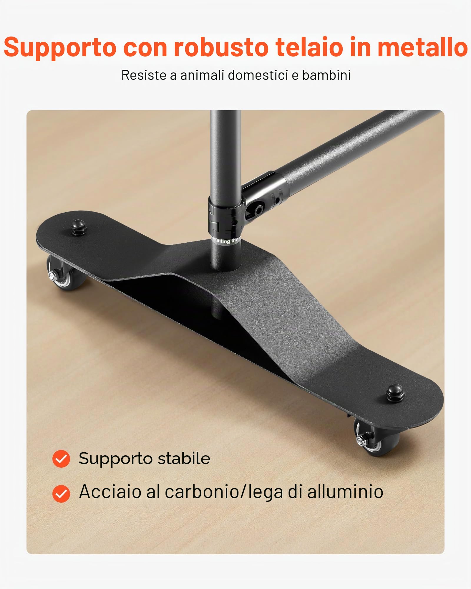 VEVOR Divisorio per Ambienti, Pannello Divisorio Portatile con Ruote, Supporto per Tende, Divisorio Indipendente, Schermo per Privacy per Ufficio, Camera da Letto, Sala da Pranzo, Grigio