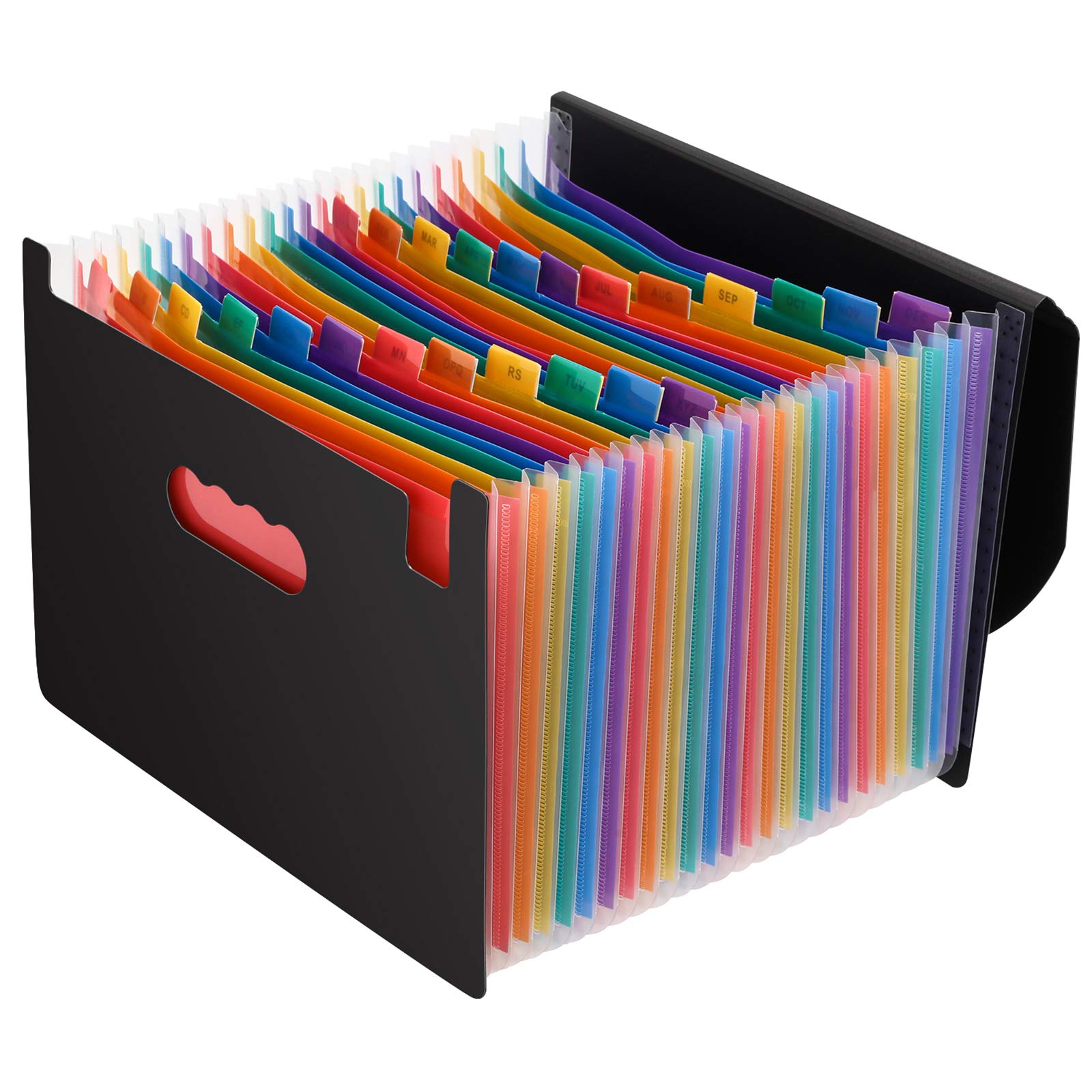 Magicfly A4 Expanding File Organisers, 24 Compartments File Folder, Accordion Expandable Document Organiser with Colourful Labels for Recognition