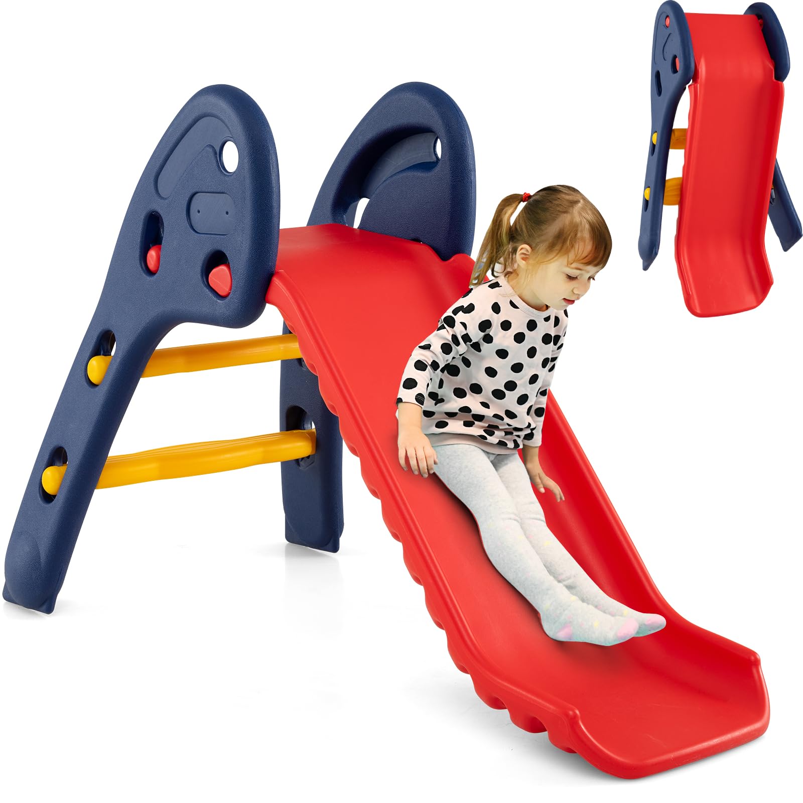 Maxmass Multicolor Folding Kids Slides, Freestanding First Slide With Humanized Handrails, Children Play Climber Slider For Indoor Outdoor (105 X 55 X 72Cm)