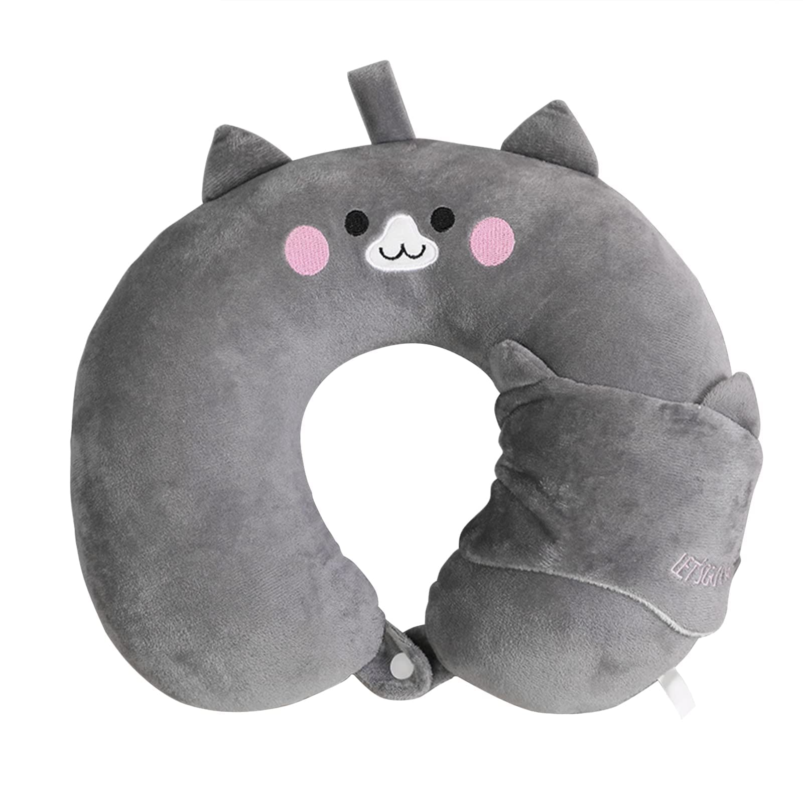 TERRIFI Travel Pillow, U Shaped Portable and Comfortable Rest Reading Sleeping Pillow Travel Neck Support Cushion with Sleeping Eye Cover for Traveling/Camping/Airplane/Nap(Gray)