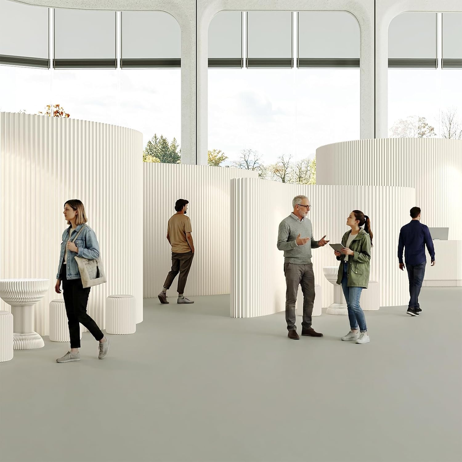 Paper Room Divider, Retractable Accordion Wall Room Divider and Folding Privacy Screens for Separation, for Dorm Studio Office Clothing Store, Easy for Use and Store, White