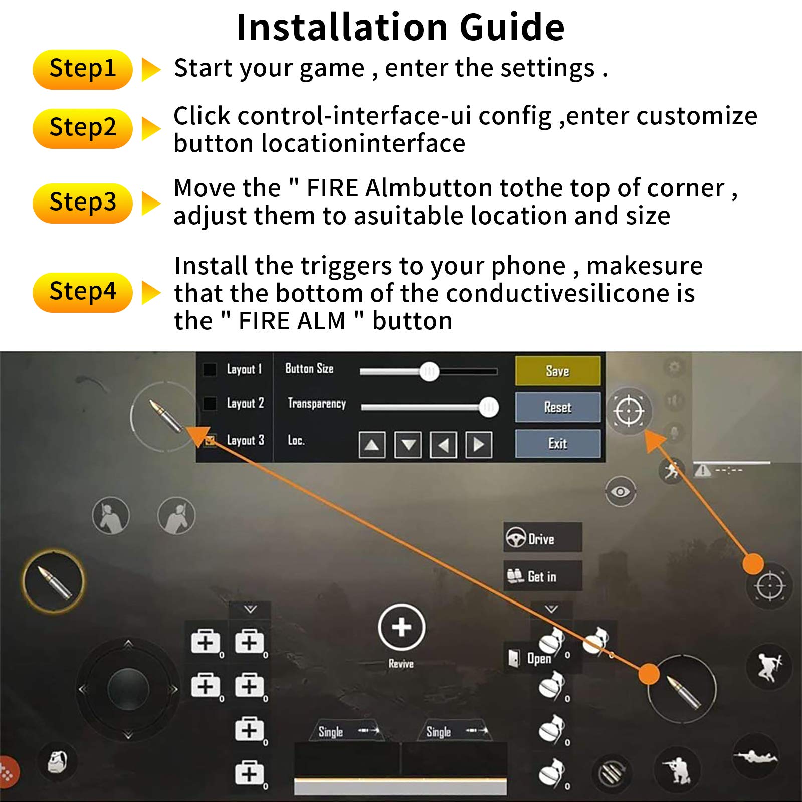 Newseego PUBG Mobile Trigger Controller,Versione Aggiornata PUBG Gaming Mobile Trigger,Pulsanti Chiave per Sparatutto a Fuoco Sensibile Trigger per PUBG/Re Della Gloria per IOS&Android-Trasparente