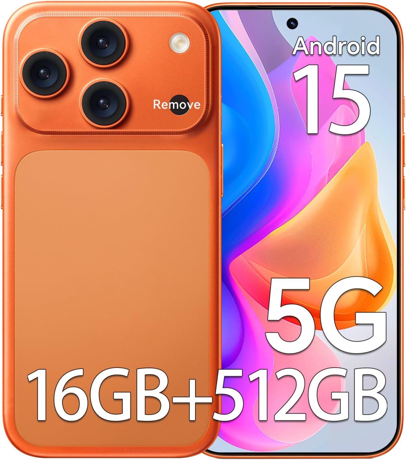 Unlocked Phones F17 PM, 5G Smartphone, 16GB RAM+512GB Storage, Android 15 Cell Phone, 6.9'' HD Display, 104MP+32MP Camera, 5000mAh Battery, Face ID/Dual SIM/WiFi/Bluetooth/GPS