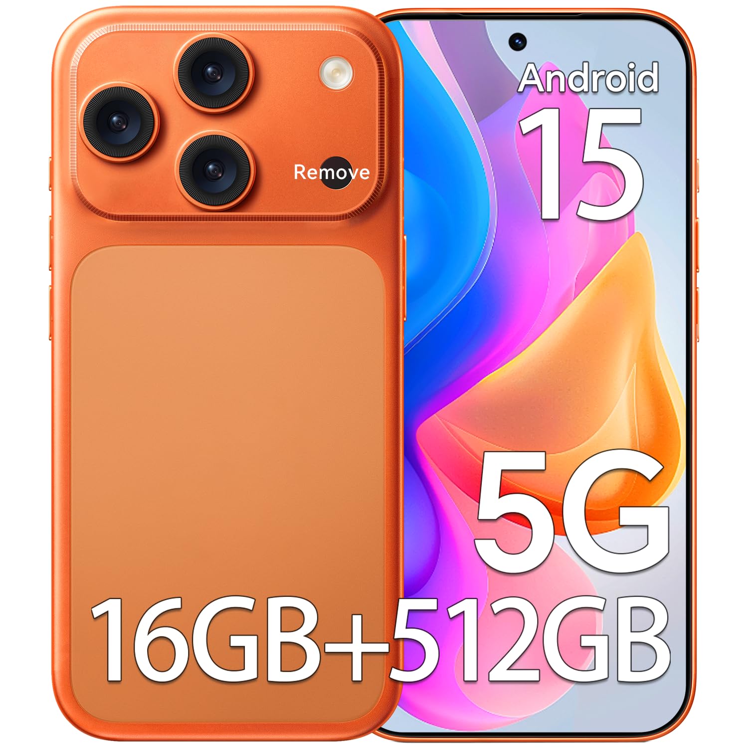Unlocked Phones F17 PM, 5G Smartphone, 16GB RAM+512GB Storage, Android 15 Cell Phone, 6.9'' HD Display, 104MP+32MP Camera, 5000mAh Battery, Face ID/Dual SIM/WiFi/Bluetooth/GPS