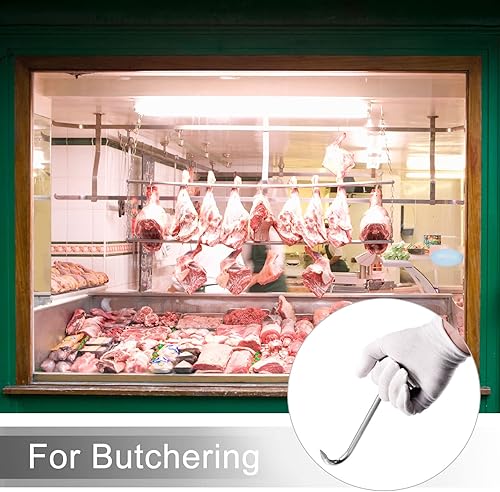 Miniatura 5 de uxcell Gancho para deshuesar carne con mango en T de 23 pulgadas, ganchos en T galvanizados para cocina, carnicería, restaurante, 2 unidades