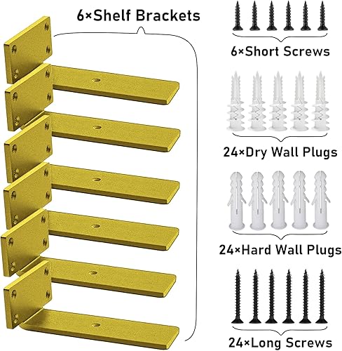 Miniatura 5 de Soportes flotantes de alta resistencia  Soportes industriales de metal dorado de 15 pulgadas de grosor soportes de estante de acero sólido de alta