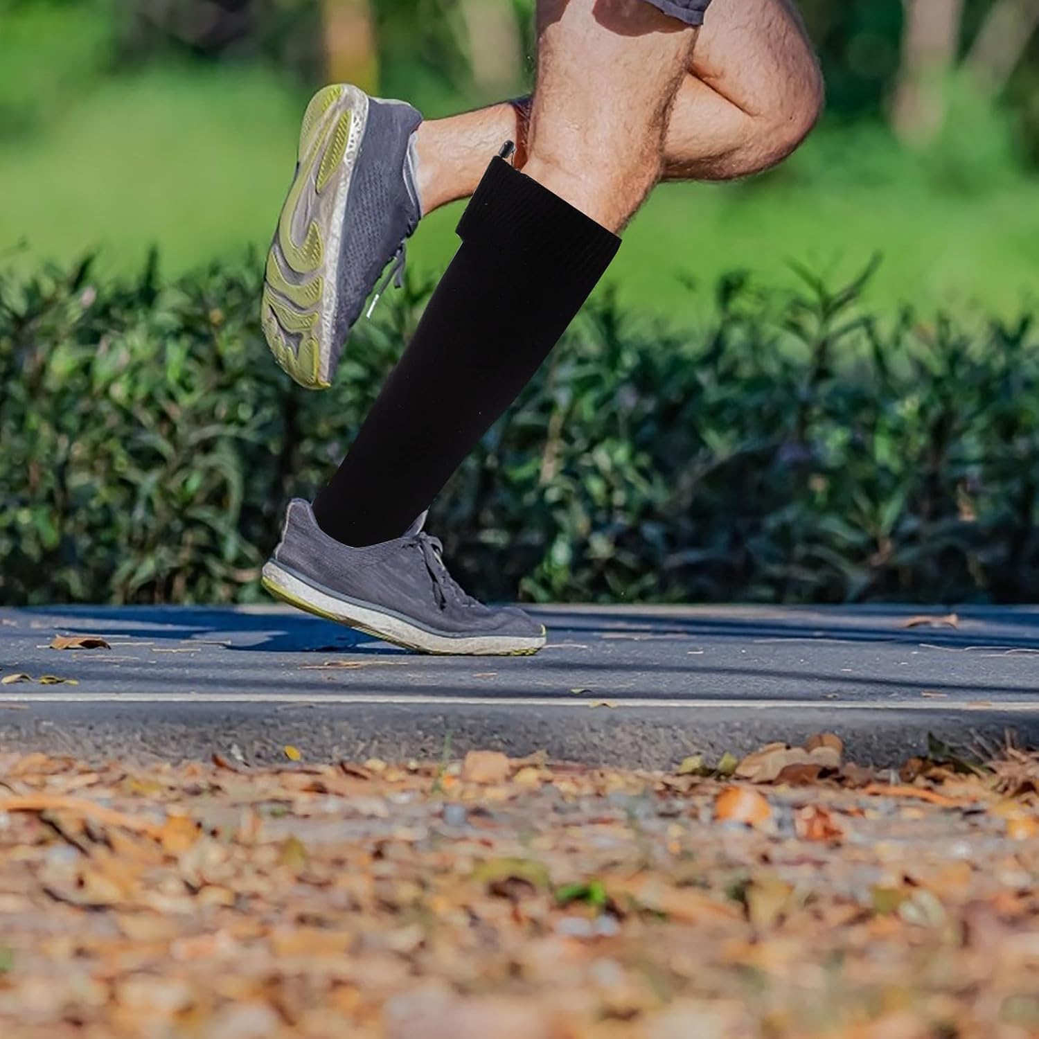 V Battery Thermal Sock Cotton Winter Foot Warmer Black | Stretchy Fit Comfortable Thermal Protection Attached Battery Pouch , No Battery Included for Cold Weather Use