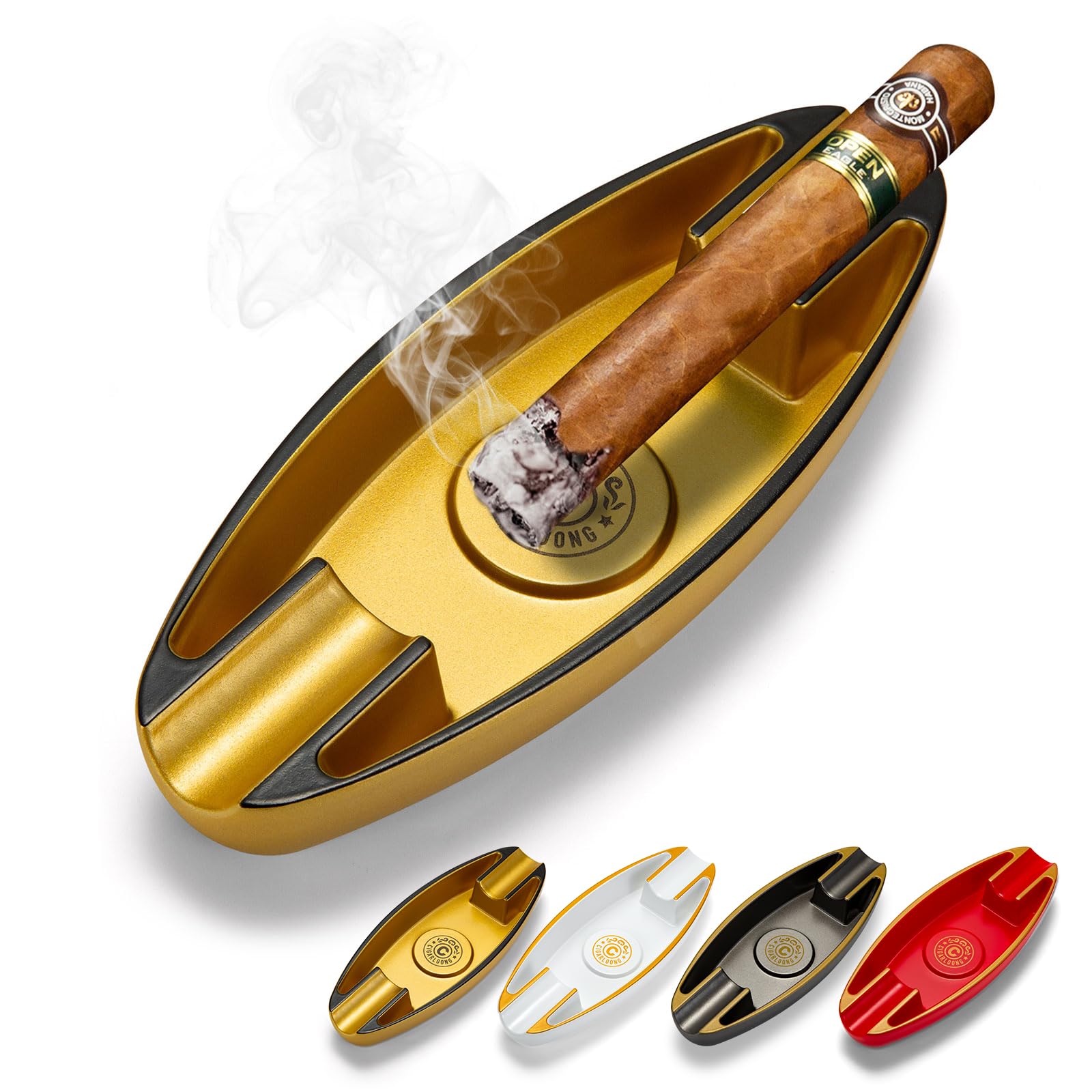Cigar Ashtray with 2 Cigar Holder Portable Travel Ashtray Unique for Outdoors Indoors