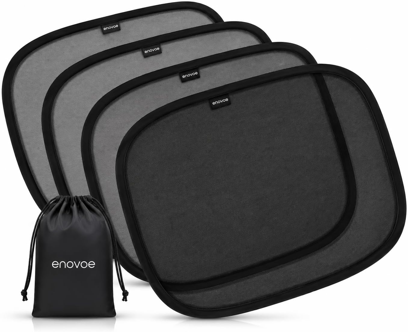 Enovoe Large Car Sun Shade (2 Pack) for SUVs, Minivans and Full-Size Sedans - Premium Baby Car Window Shades Blocking Over 97% UV Rays - Universal Fit - Black - 4 Pack