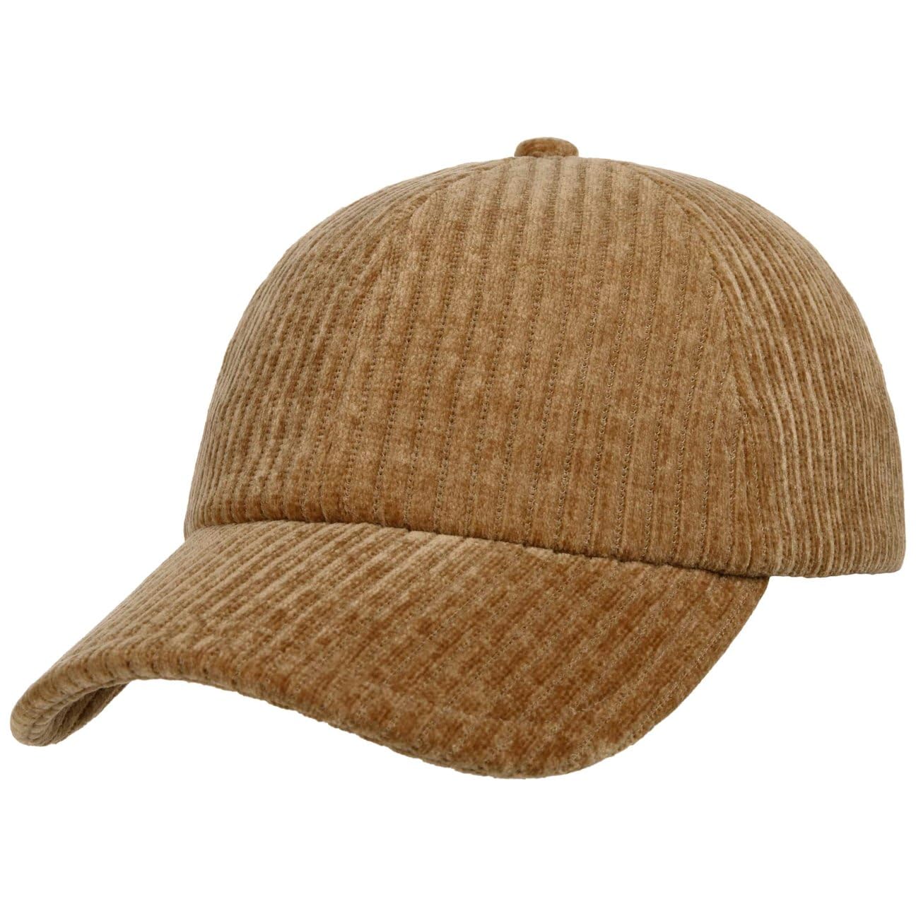 Stetson Men's Dark Beige Wide Wale Corduroy 6 Panel Baseball Cap Plain Colored Strapback Metal Clasp Spring Summer Autumn Winter