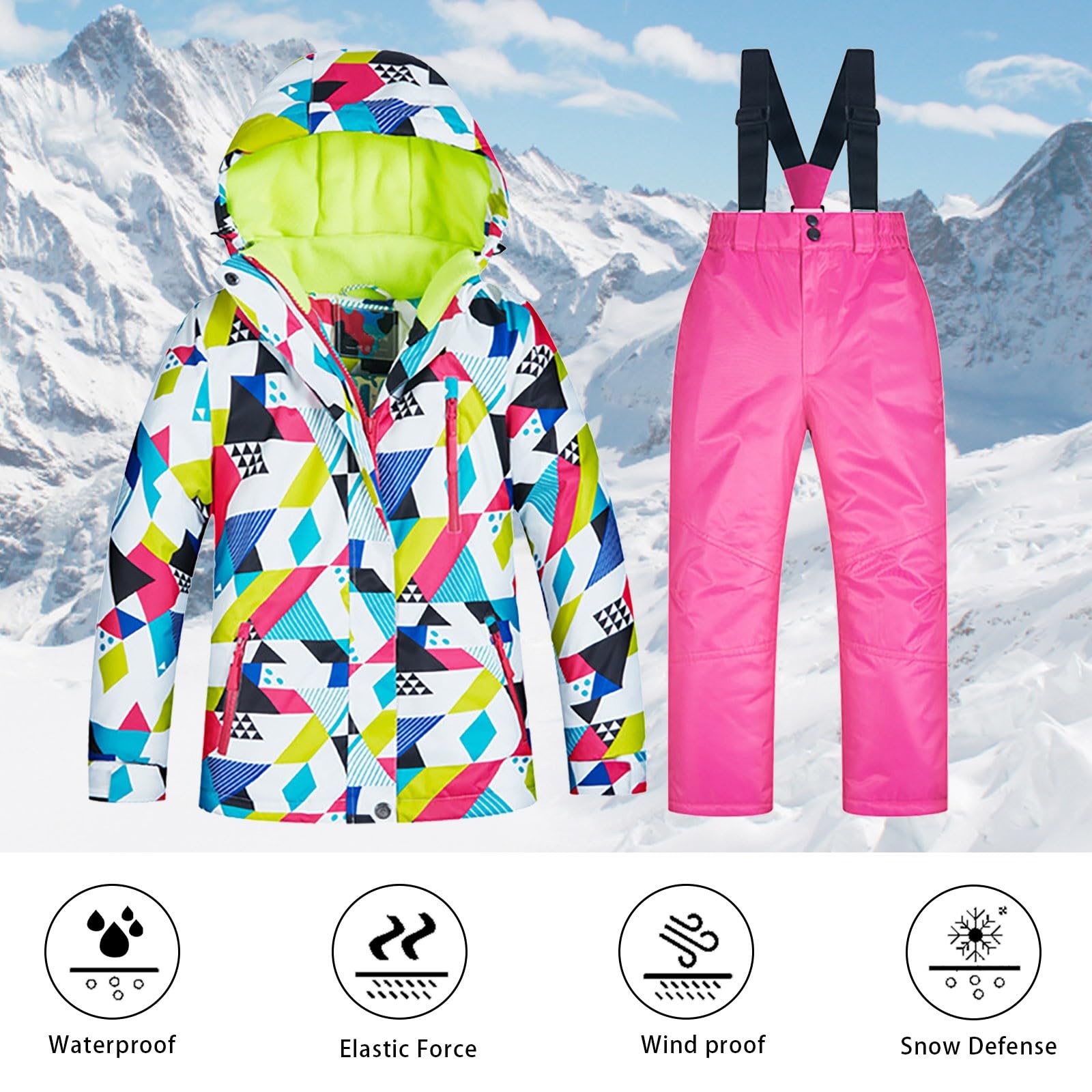 Chaqueta de esquí para niña Trajes de pantalón Abrigos de invierno a prueba de viento Ropa para bebé niña