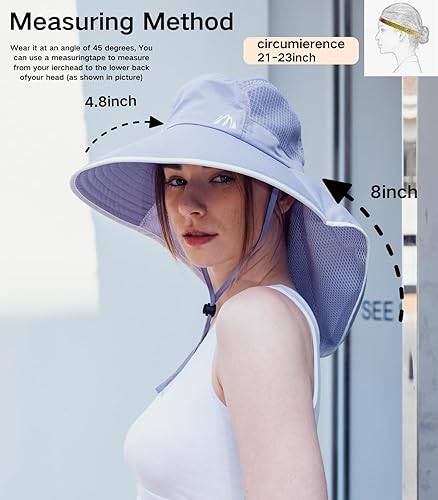 Miniatura 3 de Sombrero de protección solar UV para mujer, plegable, con solapa para el cuello, sombrero de pesca de ala ancha con agujero para cola de caballo