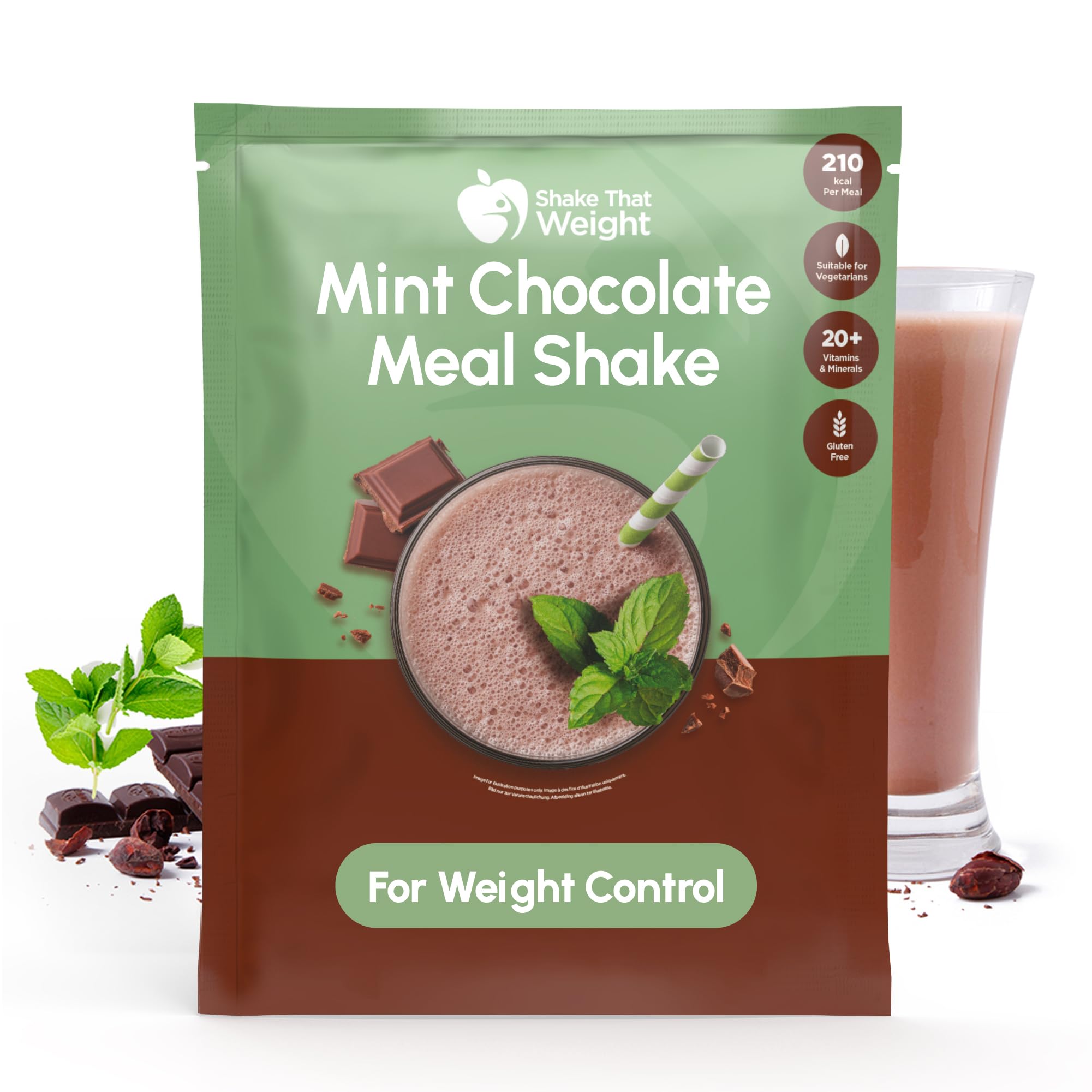 Shake That Weight 10x Diet Shakes - Chocolate Mint Meal Replacement Plan for Weight Loss - Very Low-Calorie Diet - VLCD - High Protein, High Fibre, Gluten Free, Vegetarian