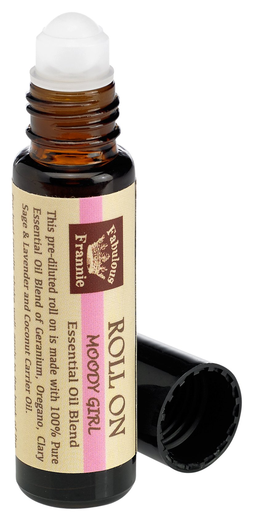 Fabulous Frannie Moody Girl Pre-diluted Essential Oil Blend Roll On - 10 ml Geranium, Lavender, Oregano and Clary Sage Essential Oils in Coconut Carrier Oil