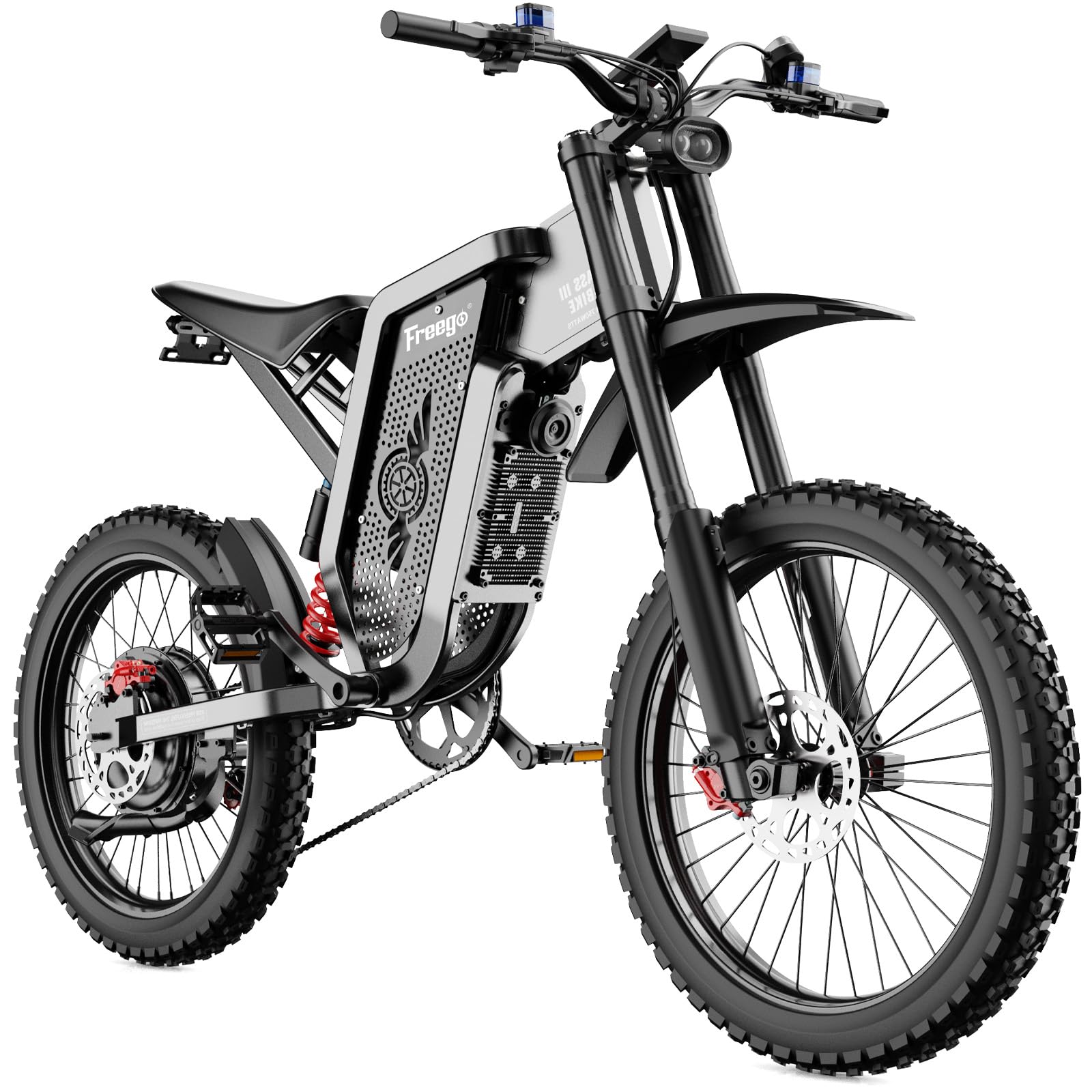 FreegoX2 Electric Motorcycle for Adults, Electric Dirt Bike for Adult 6000W Motor 60V/30Ah Removable Battery, 50Mph/60Mile Electric Mountain Bicycle, 19" x2" Tire Full Suspension,Full Hydraulic Brake
