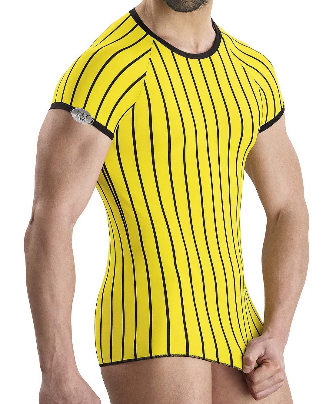 Eros in Diego T-Shirt Crew Neck (Yellow/Black) - Yellow - Large