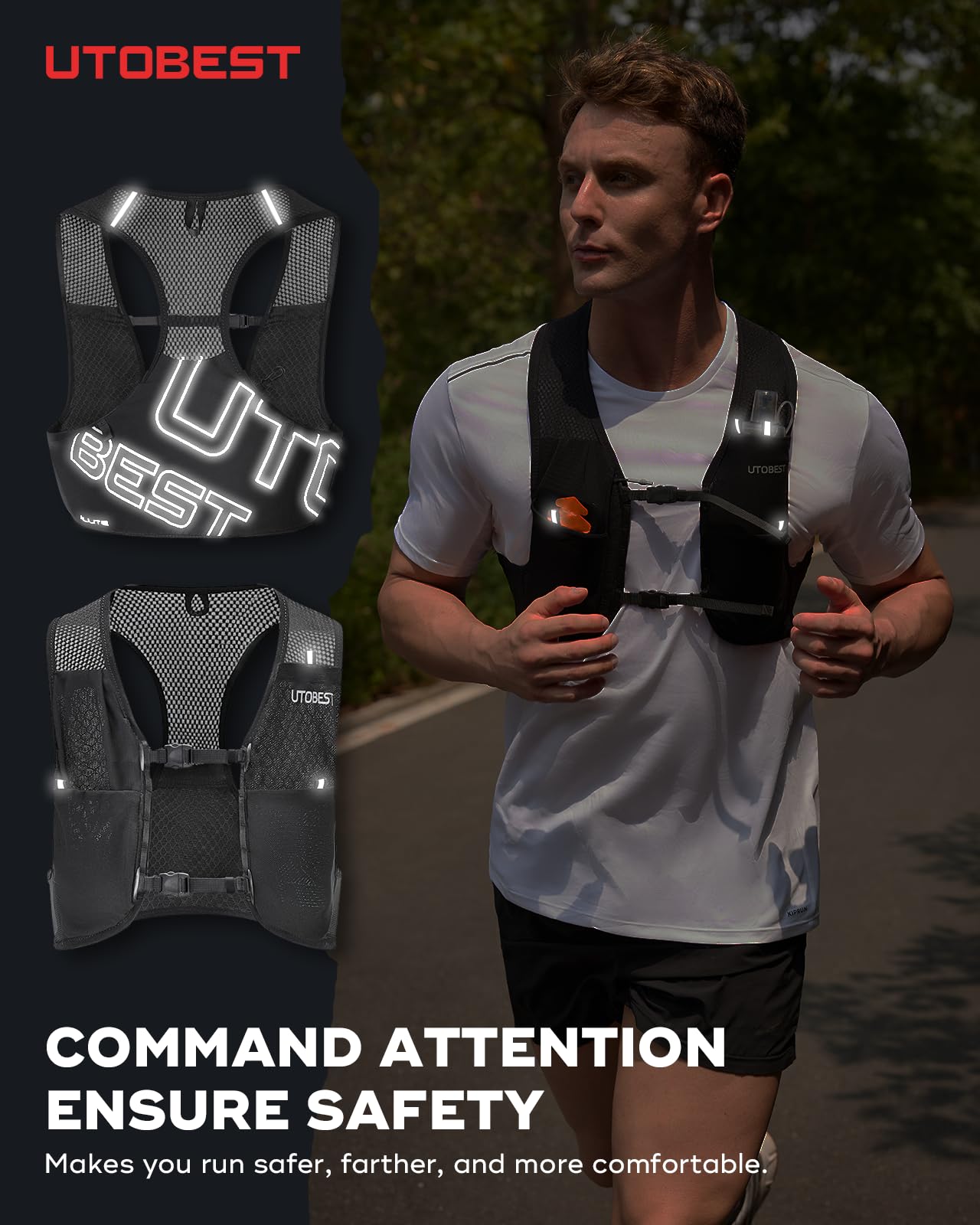 ROSYLEVE Gilet Running Super Leggero, Zaino Trail Running per Uomo e Donna, Gilet da Corsa Riflettente Traspirante per Uomini e Donne, con 7 Tasche Cintura Regolabile Vest