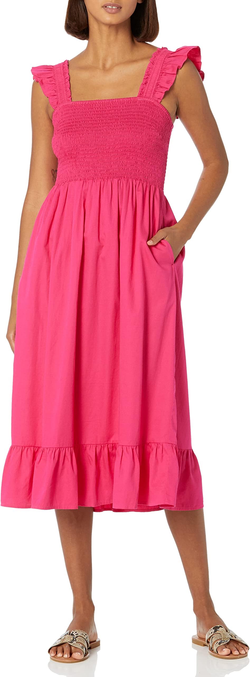 the drop women's kimi ruffled shoulder smocked midi dress THE DROP - Brandclub
