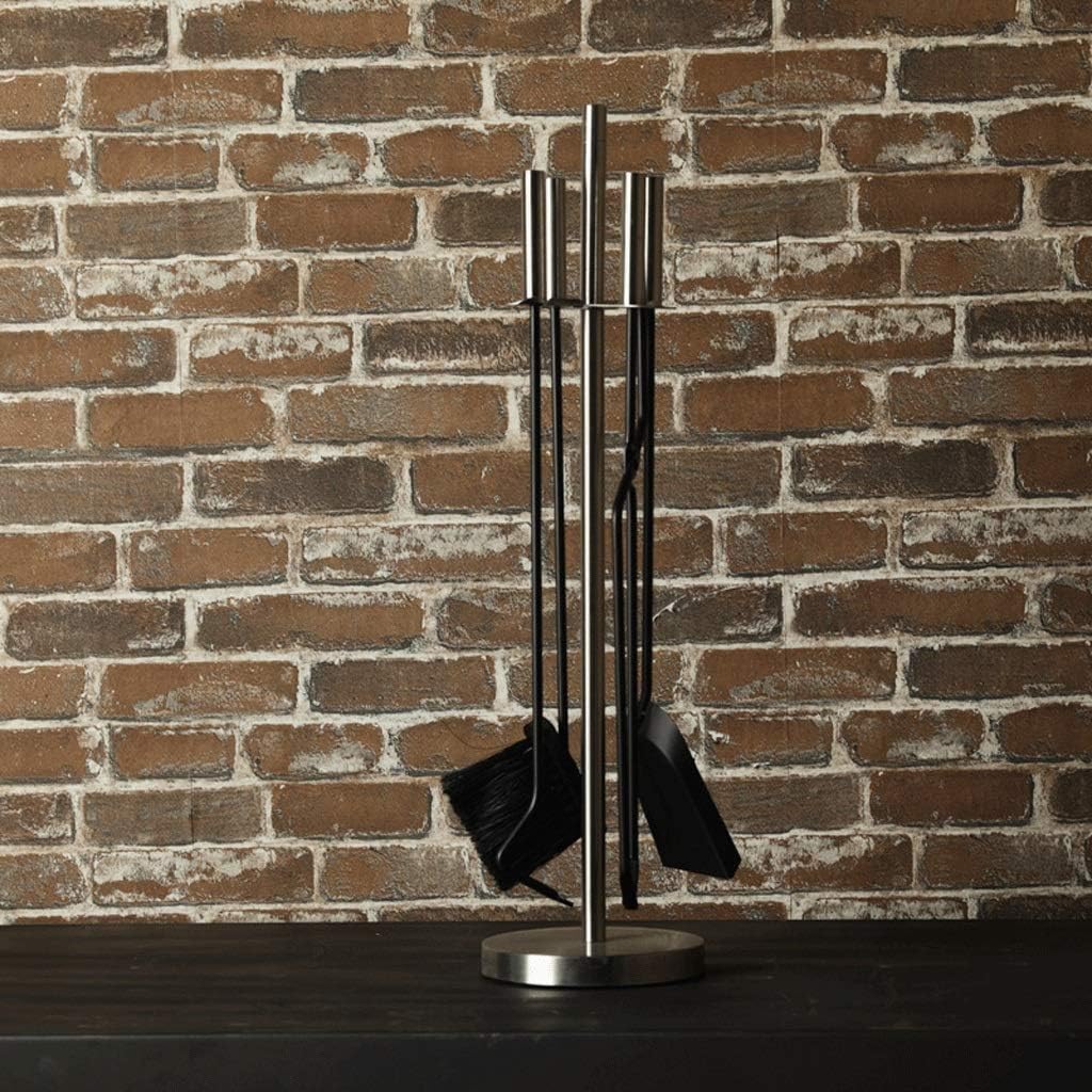 Fireplace Tool Set Fireplace Tools Set 5 Pieces Wrought Iron Fire Pit Poker Wood Stove Log Tongs Holder Fireplace Tool Set with Pedestal Place, 26 Inch Wrought Iron Fire Toolset