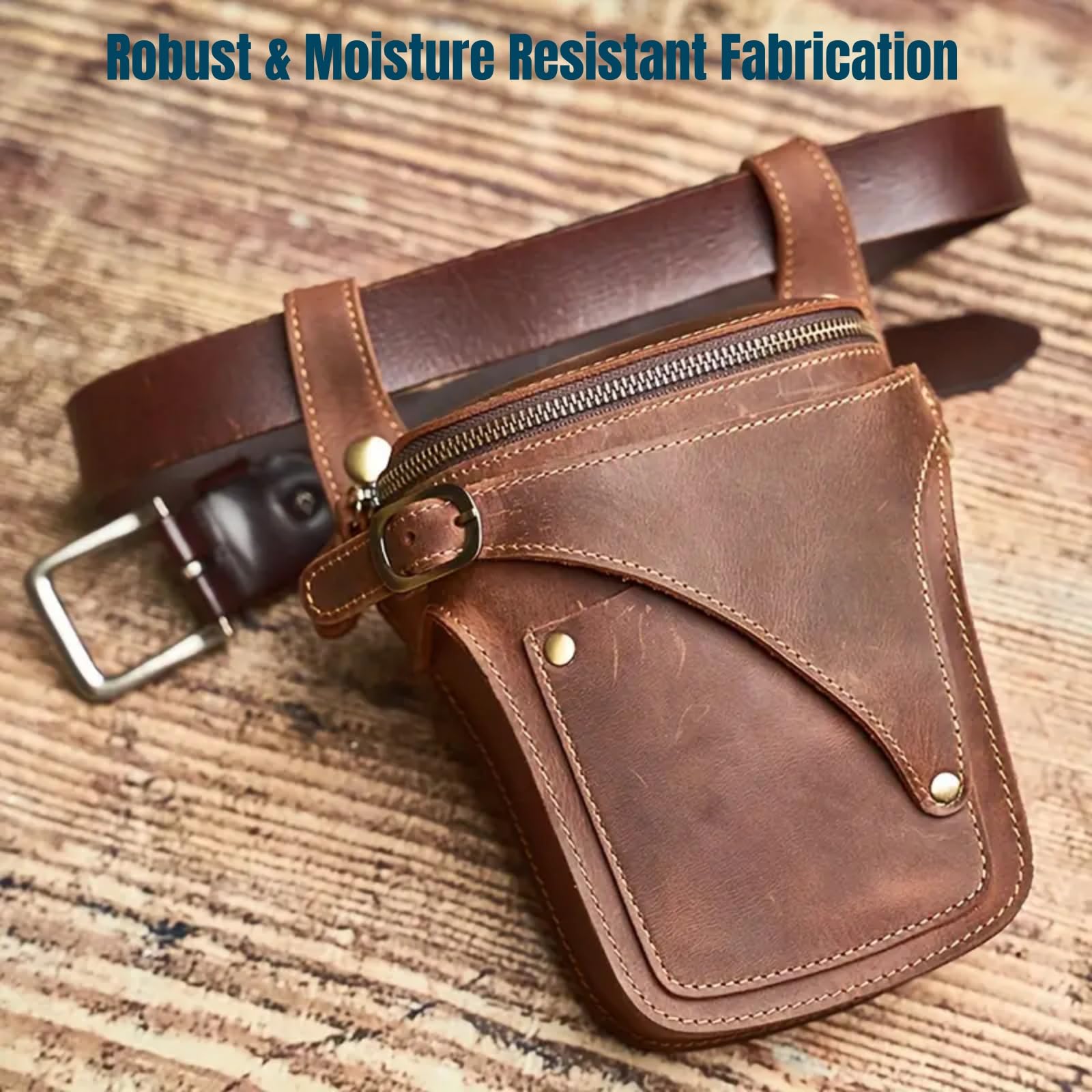 Leder Herren Hüfttasche Casual Gürteltasche Handytasche Leder Fanny Pack Vintage Motorradtasche (Coffee)