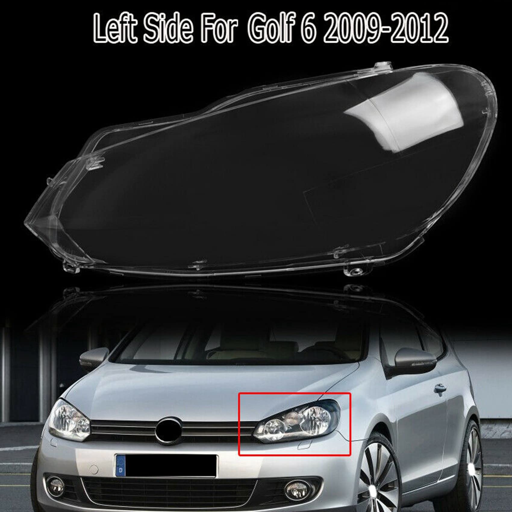Auto Shell Lente Sostituzione Auto Trasparente Paralume per- Golf 6 MK6 R 2009-2012