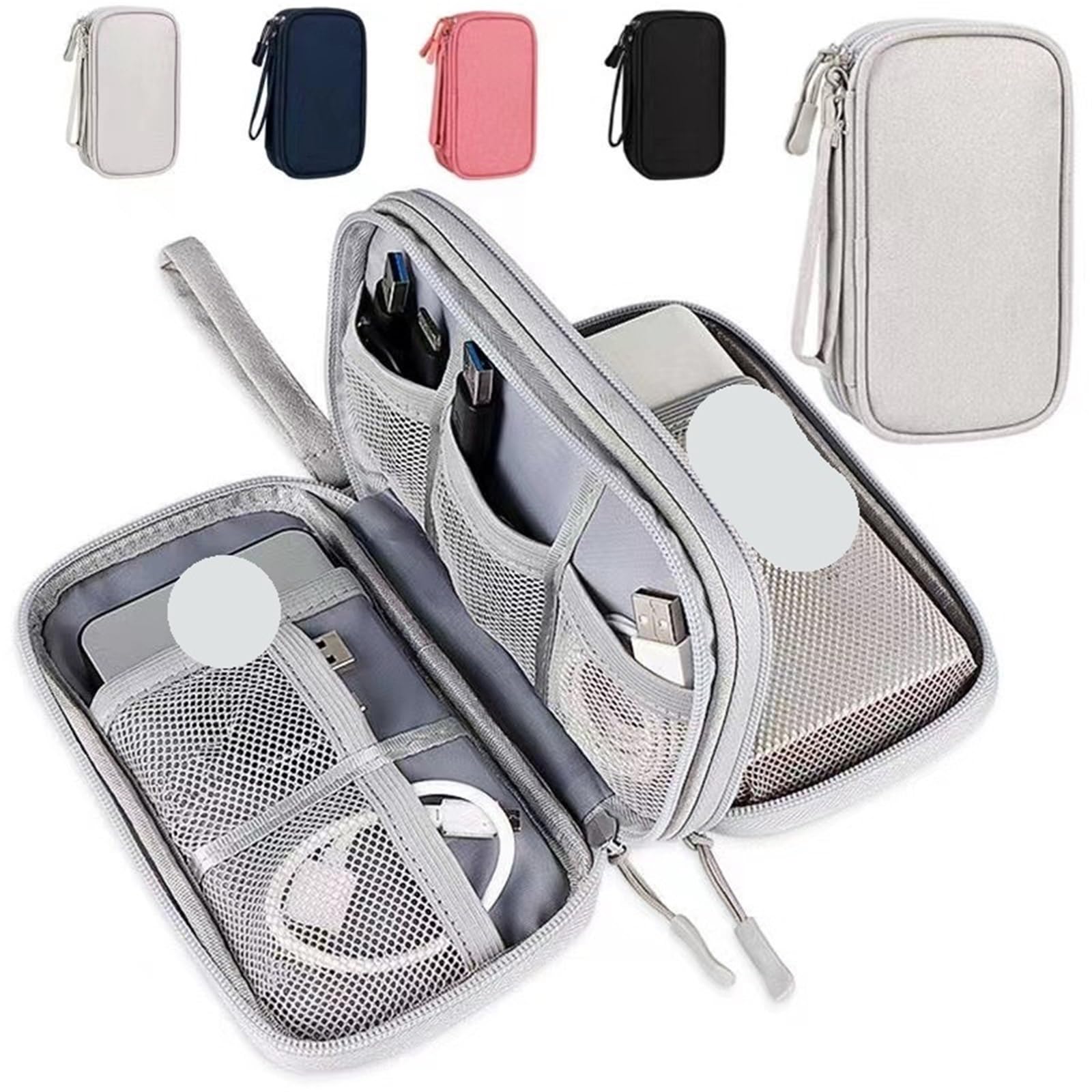 Borsa Organizer Per Cavi Borsa For Cavi Da Viaggio Custodia Digitale Portatile Caricabatterie Dati Organizzatore Accessori Elettronici Impermeabile(2 Layer-Black)