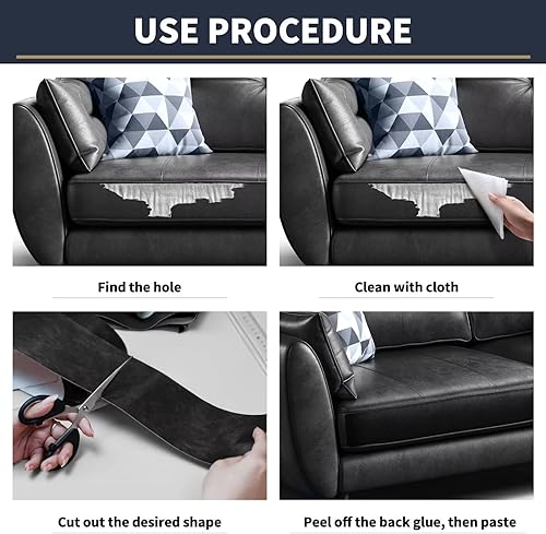 Miniatura 5 de Parche de reparación de cuero, cinta de reparación de cuero, parche de reparación de cuero para muebles, kit de reparación de vinilo, parche de