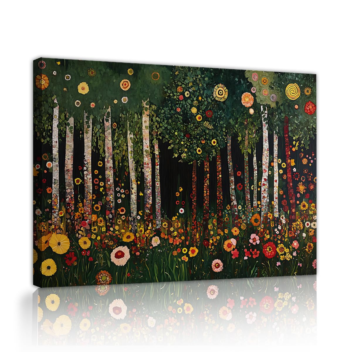 Via Vela Deep Green Woods Canvas Prints, Vintage Countryside Floral Garden Artwork, Modern Aesthetic Rustic Nature Posters for Entryway Hallway Office Decoration 30x45cm