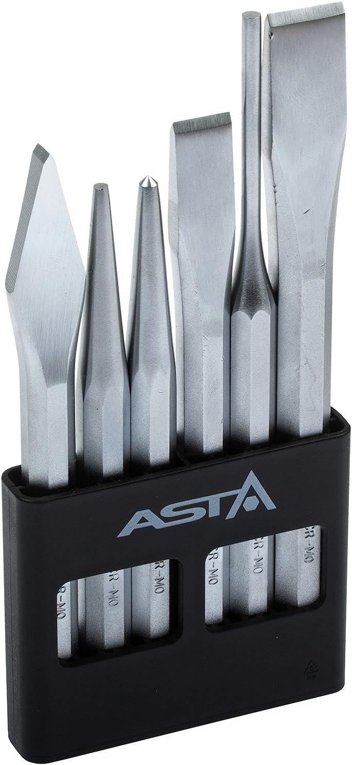 6pc Large Heavy Duty Cr-Mo Material Chisel Pin Punch Garage Tool Set ASTA UK New