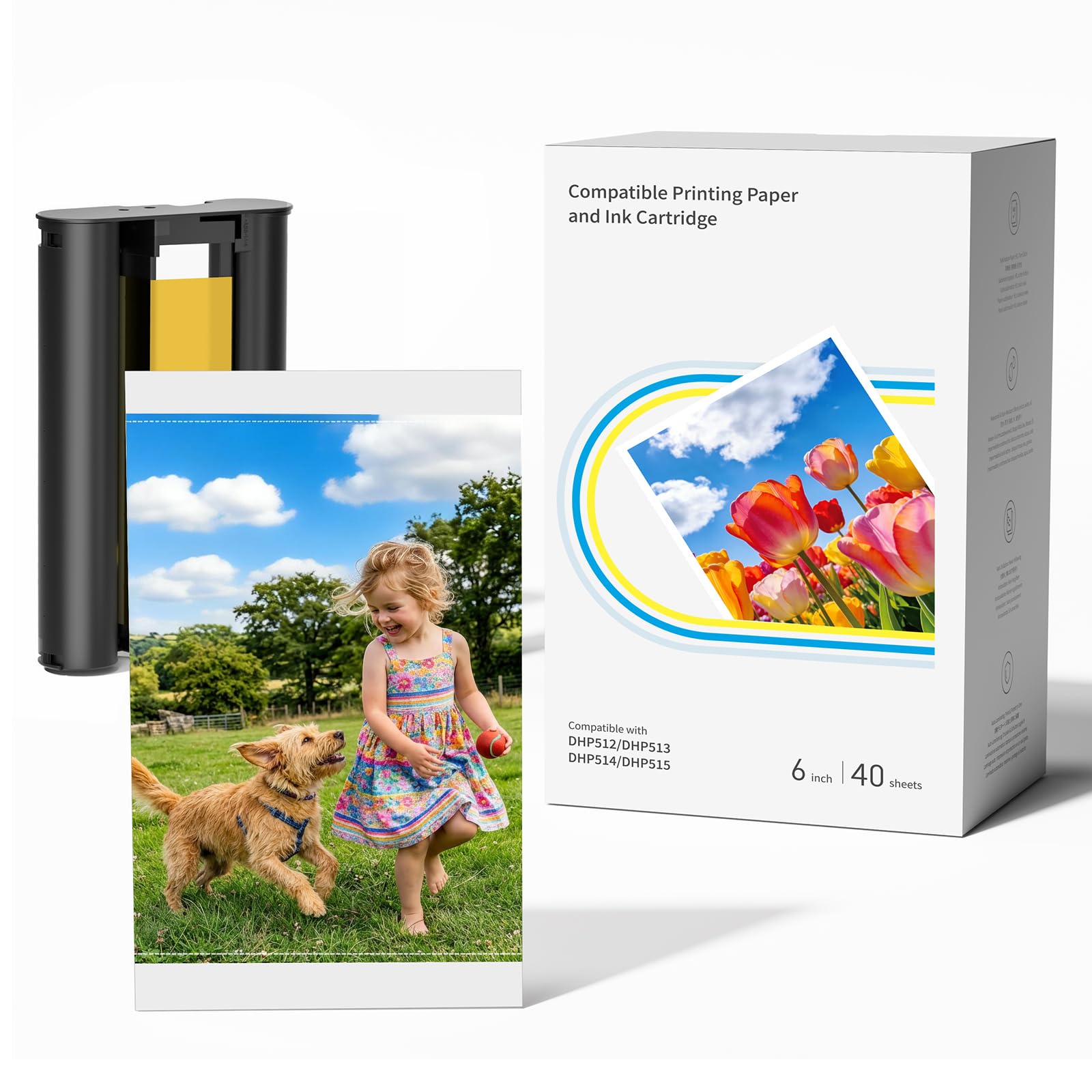 Compatible with Liene Amber M100/M110 4x6" 40 Photo Paper &amp; 1 Ink Cartridge